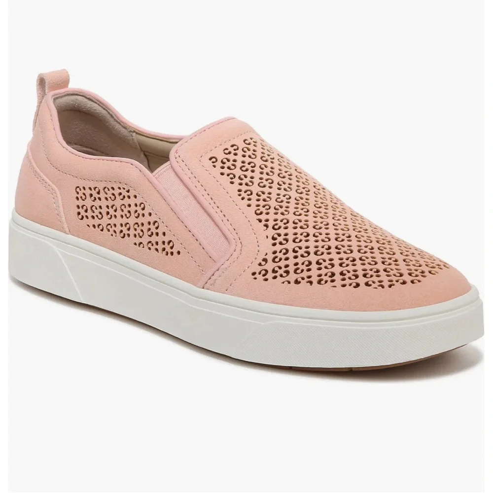 NWT Vionic Kimmie Roze Perforated Suede Slip On Sneaker 6.5